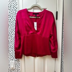 WHBM V-Neck Empire Waist Silky Blouse